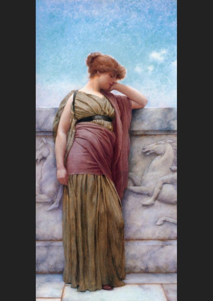 John William Godward Leaning on the Balcony